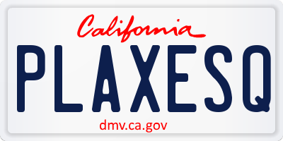 CA license plate PLAXESQ