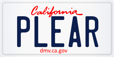 CA license plate PLEAR