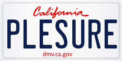 CA license plate PLESURE