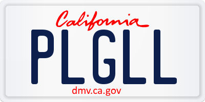 CA license plate PLGLL