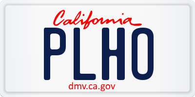 CA license plate PLHO