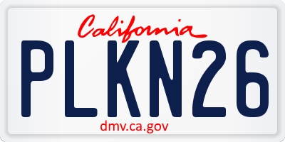 CA license plate PLKN26