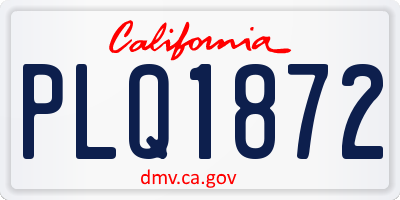 CA license plate PLQ1872