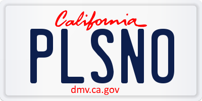 CA license plate PLSNO