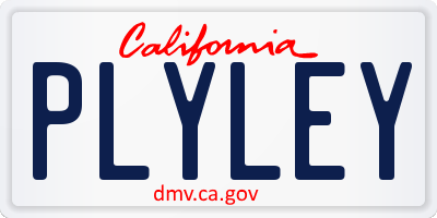 CA license plate PLYLEY