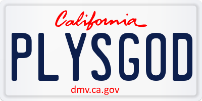 CA license plate PLYSGOD