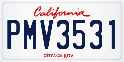 CA license plate PMV3531