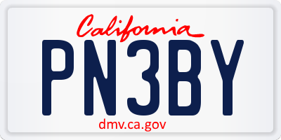 CA license plate PN3BY