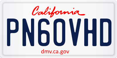 CA license plate PN60VHD