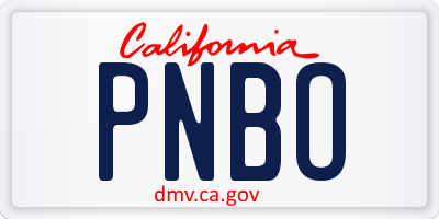 CA license plate PNBO