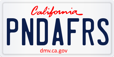 CA license plate PNDAFRS