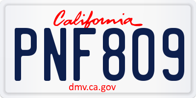 CA license plate PNF809