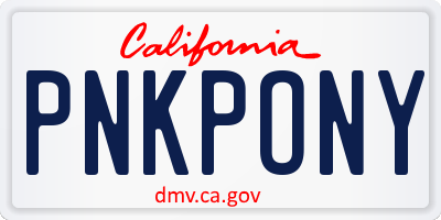 CA license plate PNKPONY