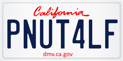 CA license plate PNUT4LF