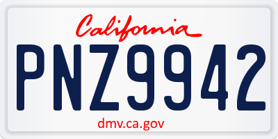 CA license plate PNZ9942