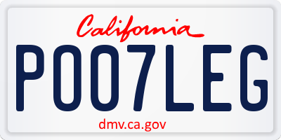 CA license plate PO07LEG