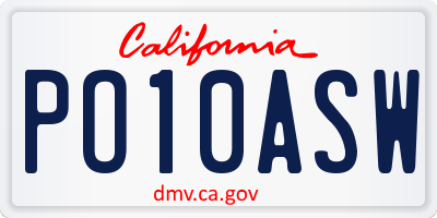 CA license plate PO10ASW