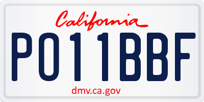 CA license plate PO11BBF