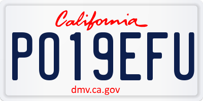 CA license plate PO19EFU