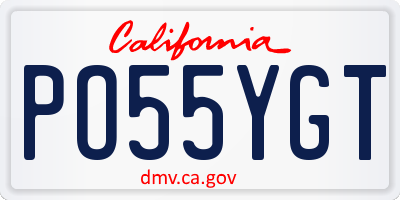 CA license plate PO55YGT