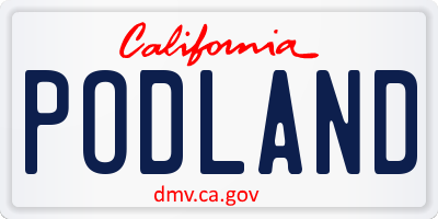 CA license plate PODLAND