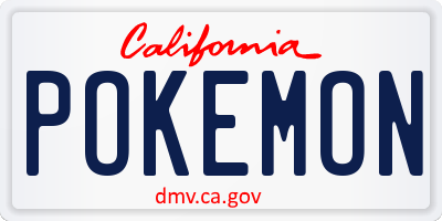 CA license plate POKEMON