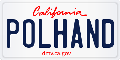 CA license plate POLHAND