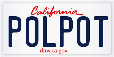 CA license plate POLPOT