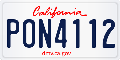 CA license plate PON4112