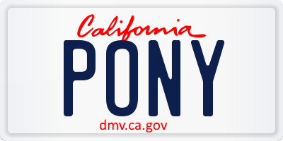 CA license plate PONY