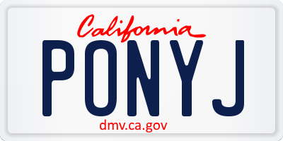 CA license plate PONYJ