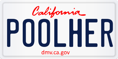 CA license plate POOLHER