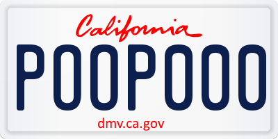 CA license plate POOP000