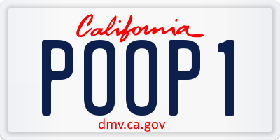 CA license plate POOP1