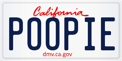 CA license plate POOPIE