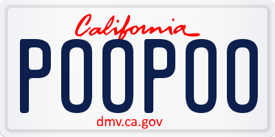 CA license plate POOPOO