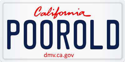 CA license plate POOROLD