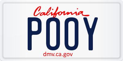 CA license plate POOY