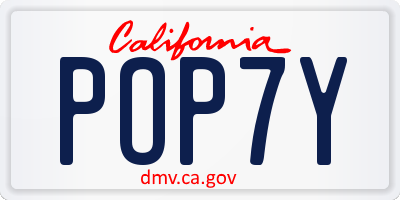 CA license plate POP7Y