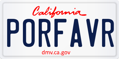 CA license plate PORFAVR