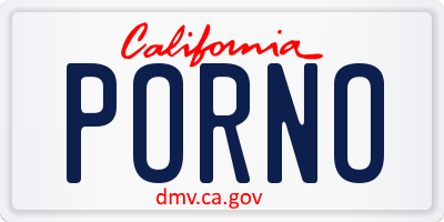 CA license plate PORNO