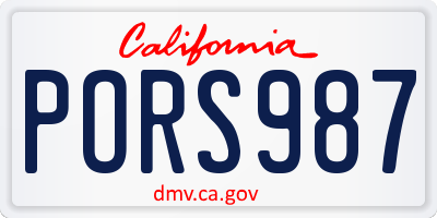 CA license plate PORS987