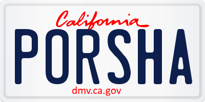 CA license plate PORSHA