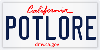 CA license plate POTLORE