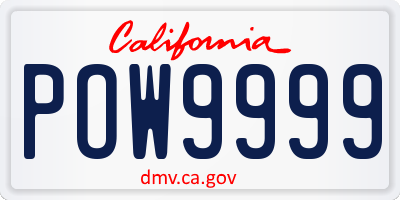 CA license plate POW9999