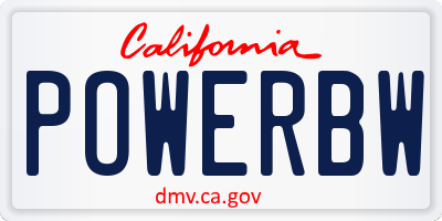 CA license plate POWERBW