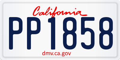 CA license plate PP1858