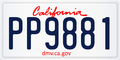 CA license plate PP9881