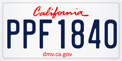 CA license plate PPF1840