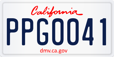 CA license plate PPG0041